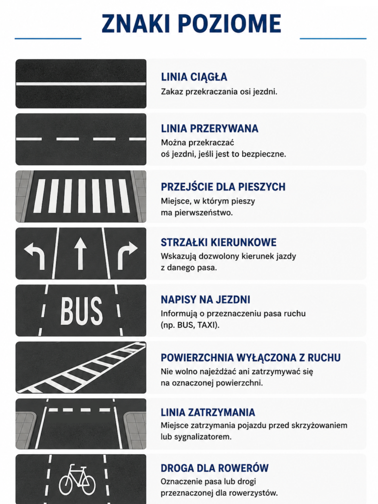 Znaki drogowe nauka  znaki poziome w polsce 